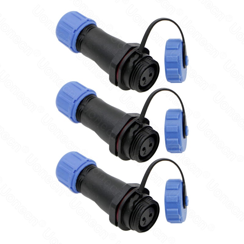 Uonecn موصلات LED عالية القدرة 2 دبوس Uonecn SP13 IP68 مقاومة للماء 2 دبوس مجموعة موصل الطاقة دائرية قابس ذكر قابس أنثى 5 مجموعات - Image 2